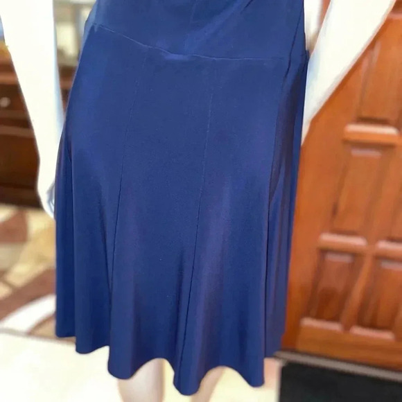 RALPH LAUREN SLEEVELESS NAVY /YELLOW FIT AND FLARE STRETCH DRESS SIZE 2 - Picture 7 of 13